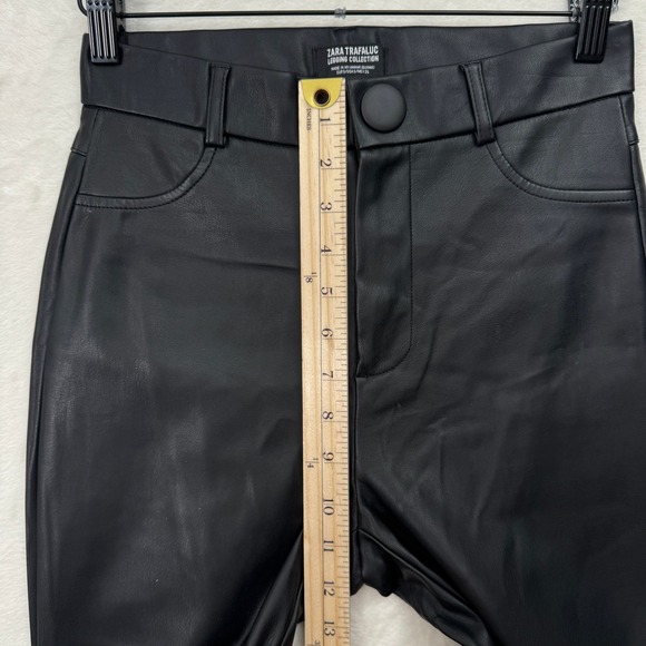 Zara Leggings Womens S Black Trafaluc Faux Leather High Rise Skinny Ankle Zip - Picture 5 of 13